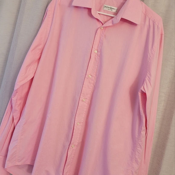 YSL Pink Oxford Cotton Point Collar Dress Longsleeve Shirt - Picture 2 of 11